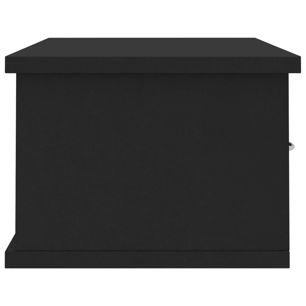 fekete szerelt fa falra szerelhető fiókos polc 60x26x18,5 cm