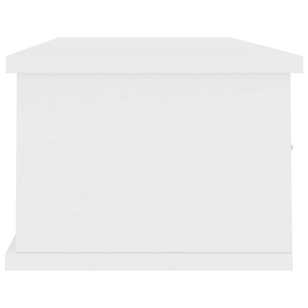 fehér falra szerelhető szerelt fa fiókos polc 88 x 26 x 18,5 cm