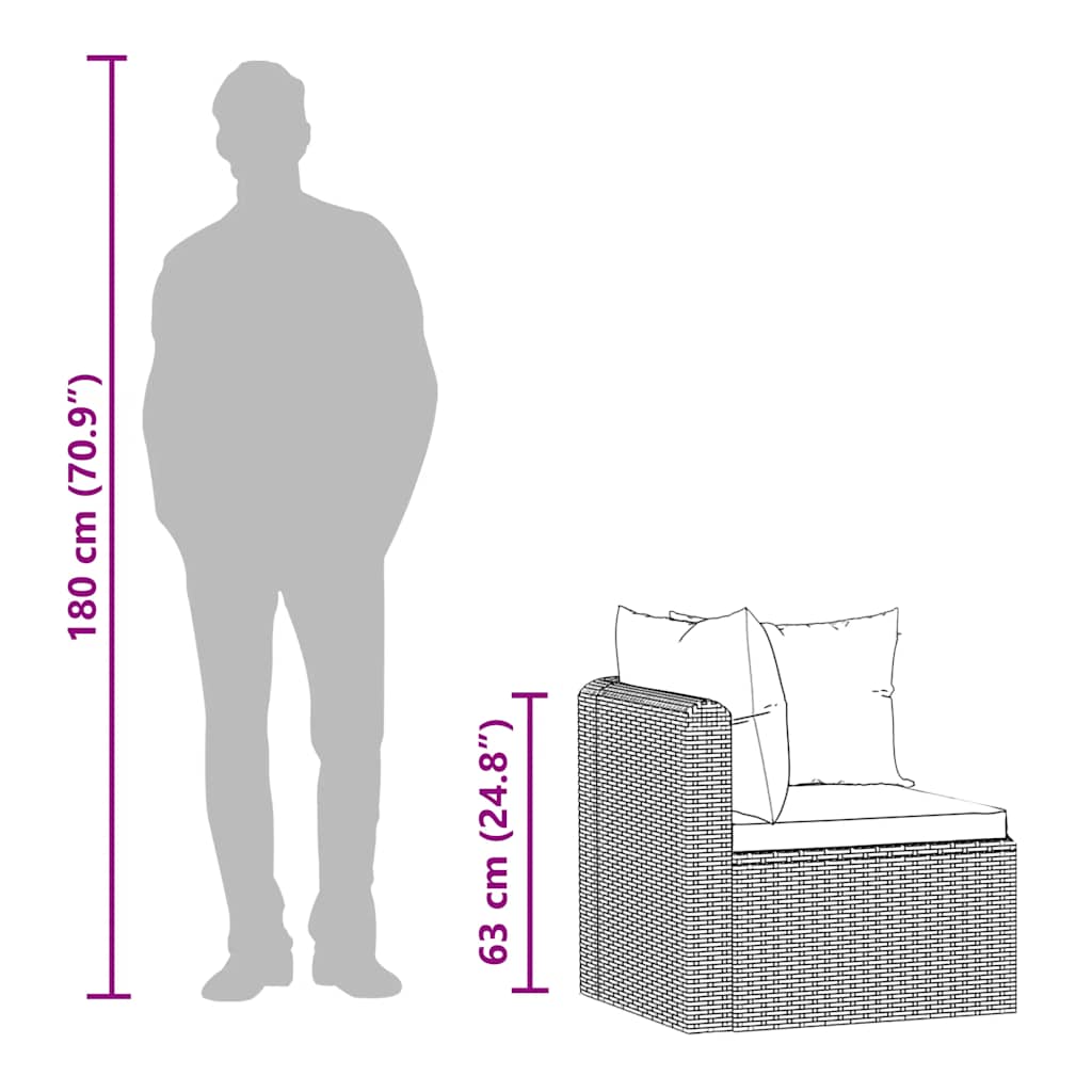 5 részes fekete polyrattan kerti társalgószett párnákkal