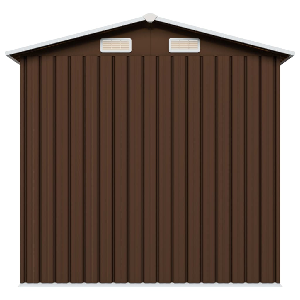 barna acél kerti fészer 204 x 132 x 186 cm