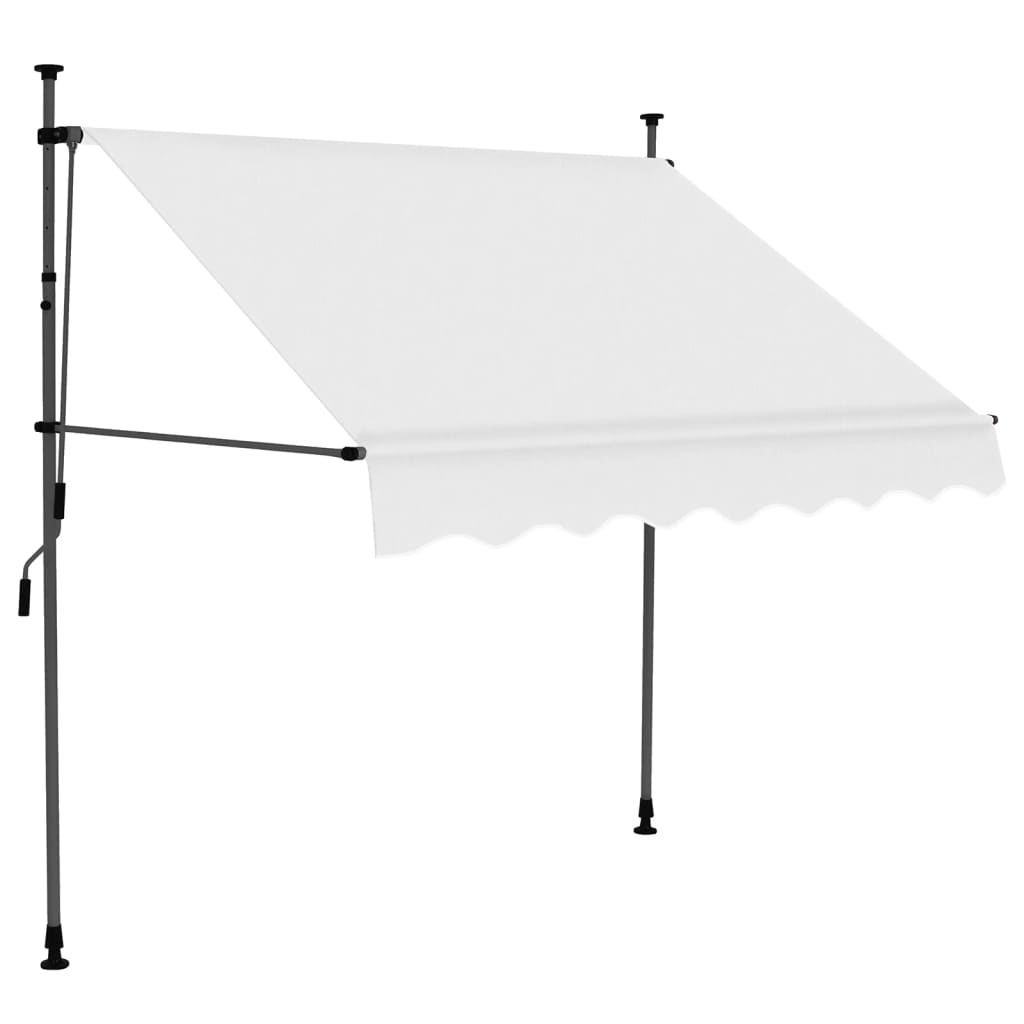 krémszínű kézzel kihúzható LED-es napellenző 150 cm