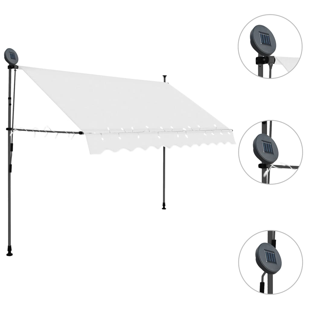 krémszínű kézzel kihúzható LED-es napellenző 250 cm