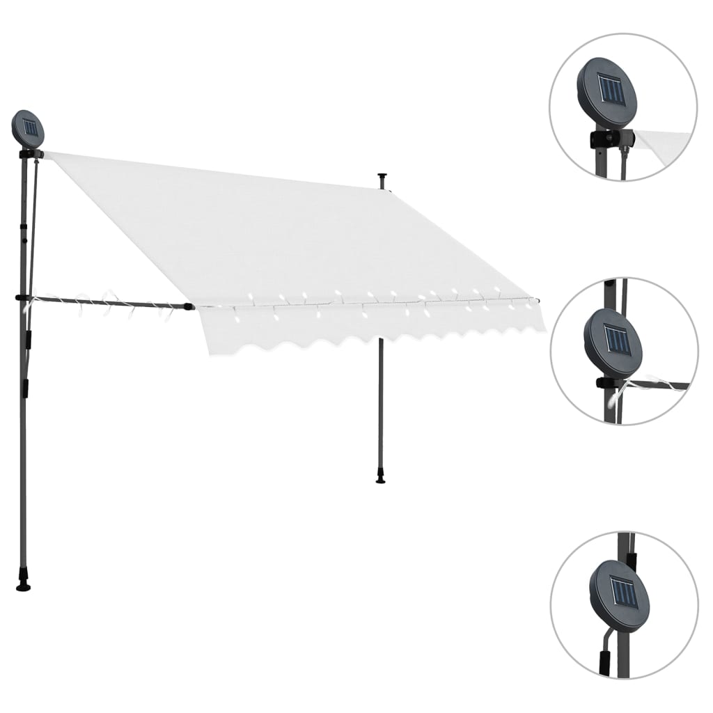 krémszínű kézzel kihúzható LED-es napellenző 300 cm