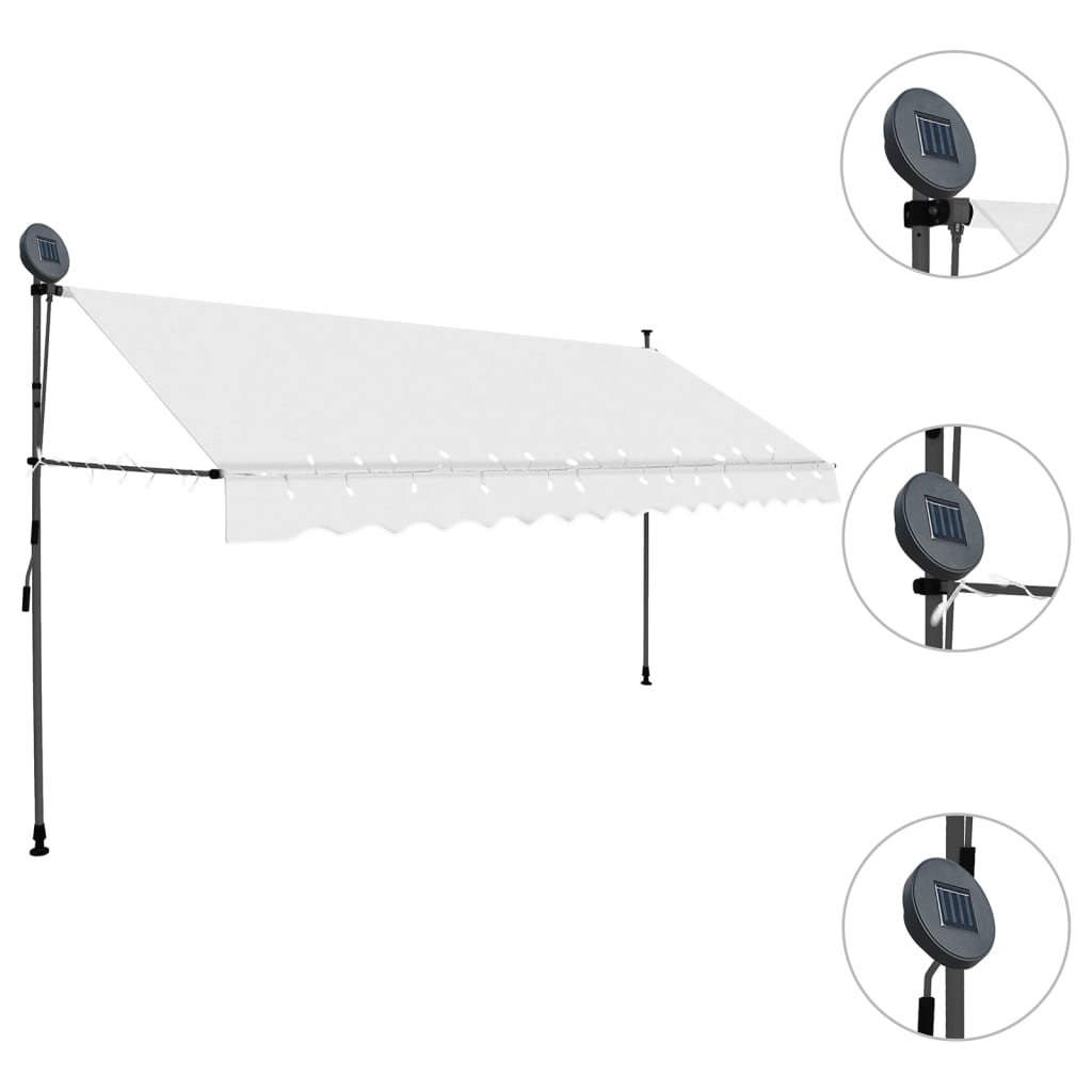 krémszínű kézzel kihúzható LED-es napellenző 350 cm