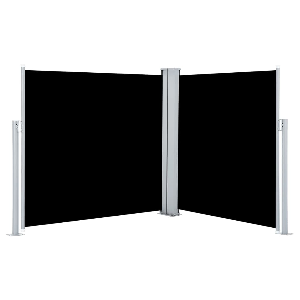 fekete behúzható oldalsó napellenző 100 x 600 cm