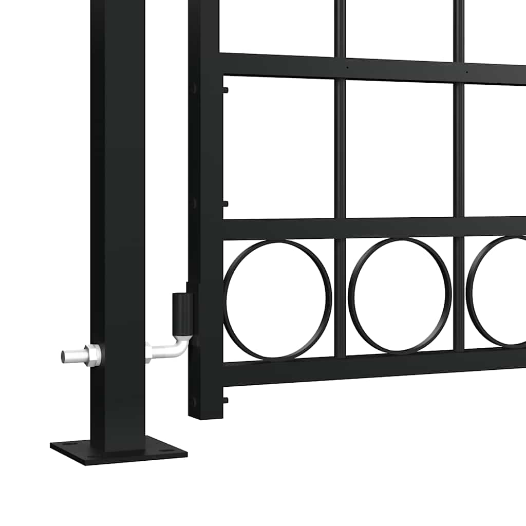 fekete ívelt tetejű kerítéskapu 2 oszloppal 105 x 204 cm