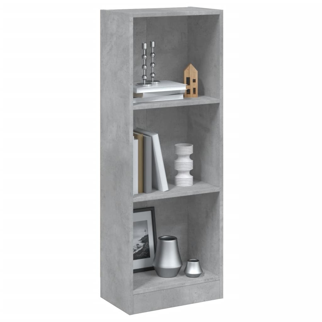 3 szintes betonszürke szerelt fa könyvszekrény 40x24x109 cm