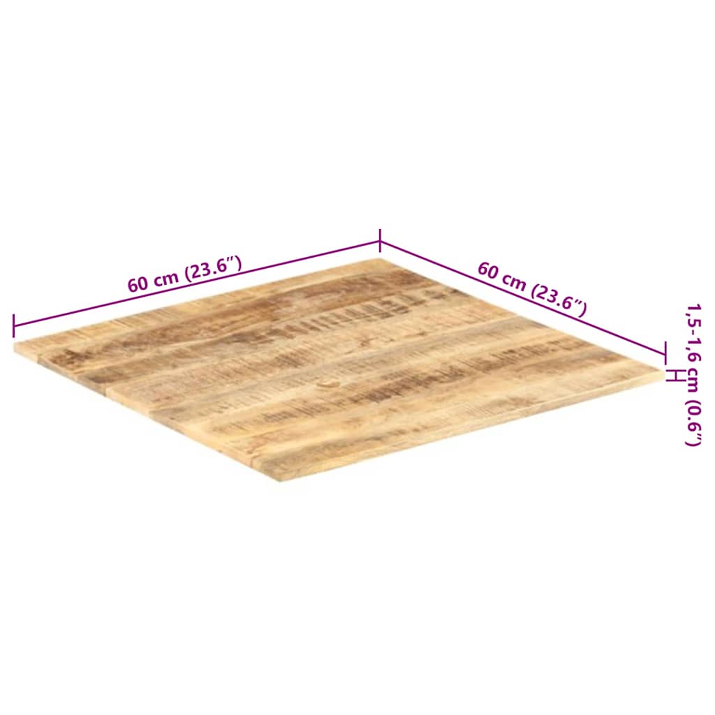 tömör mangófa asztallap 15-16 mm 60 x 60 cm
