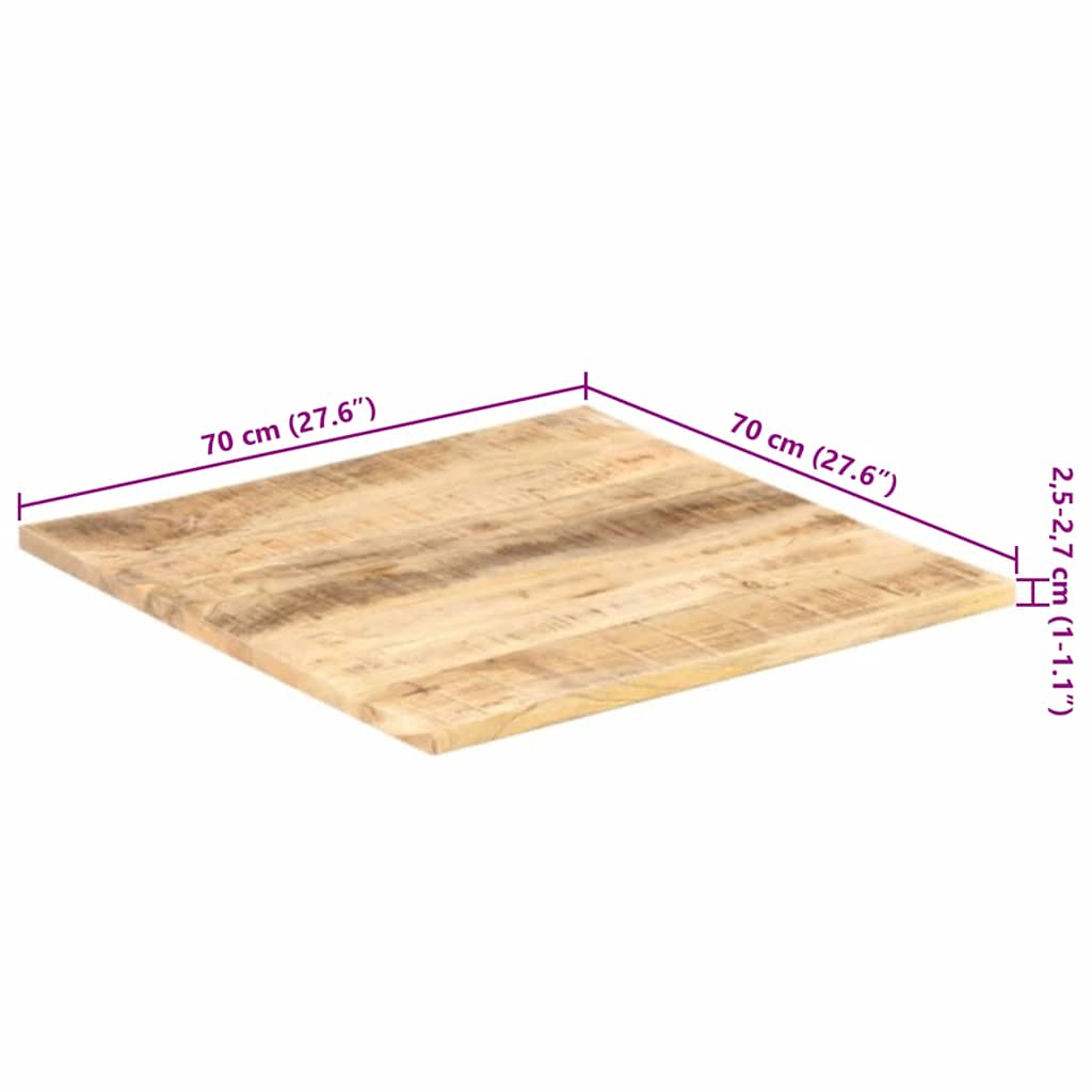 tömör mangófa asztallap 25-27 mm 70 x 70 cm