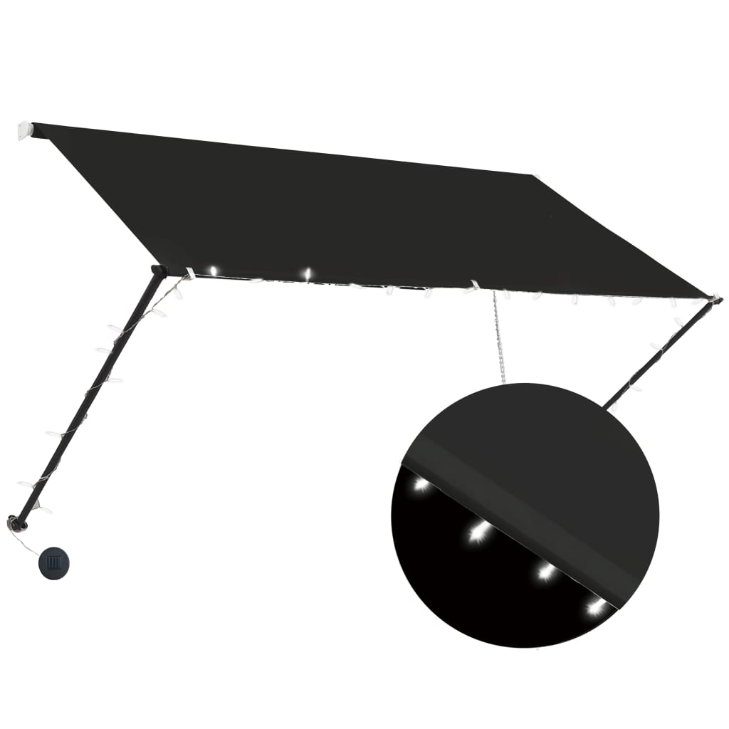 feltekerhető antracitszürke napellenző LED-del 250 x 150 cm