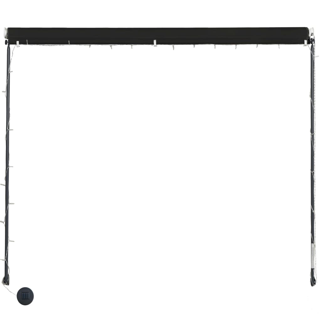 feltekerhető antracitszürke napellenző LED-del 300 x 150 cm