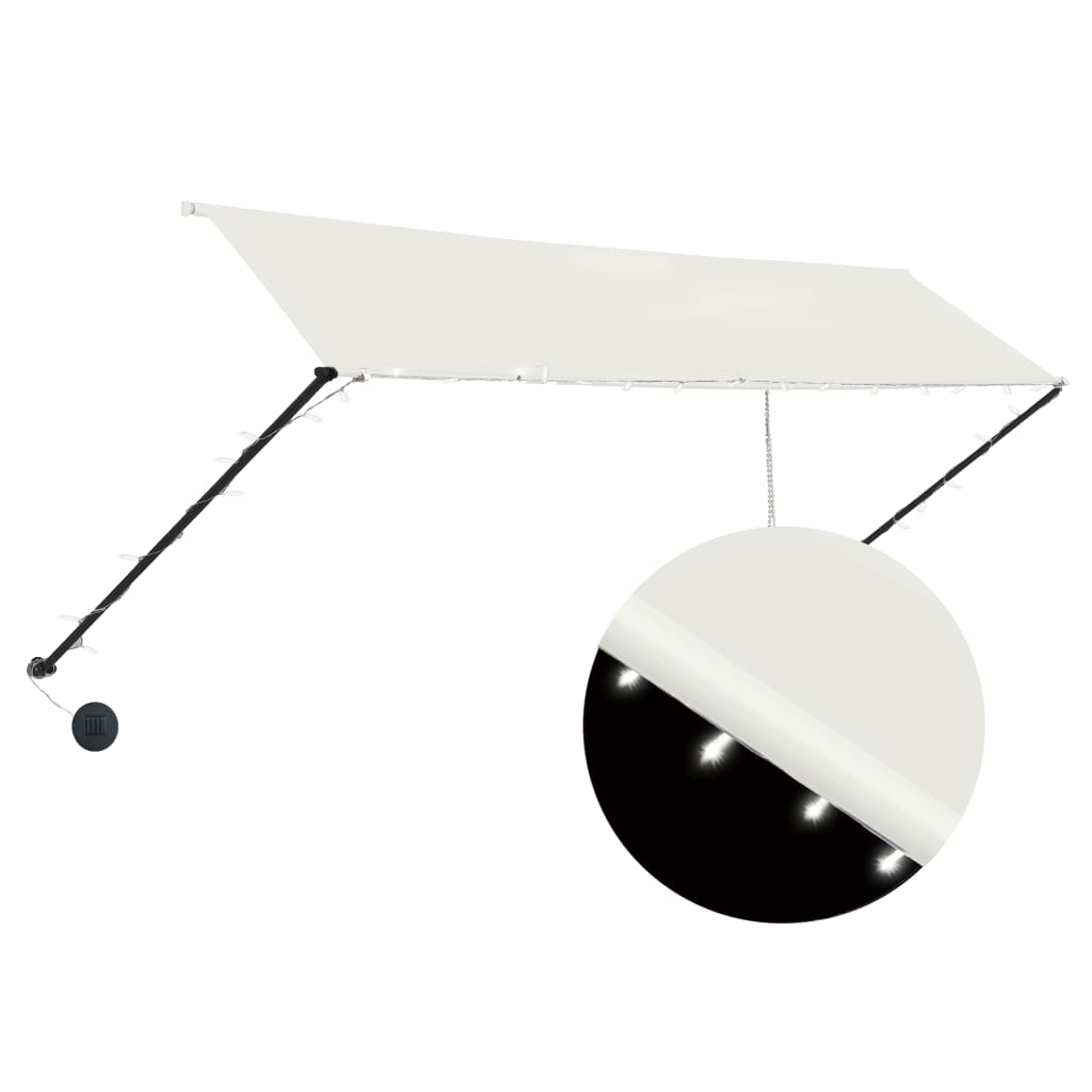 feltekerhető krémszínű napellenző LED-del 350 x 150 cm