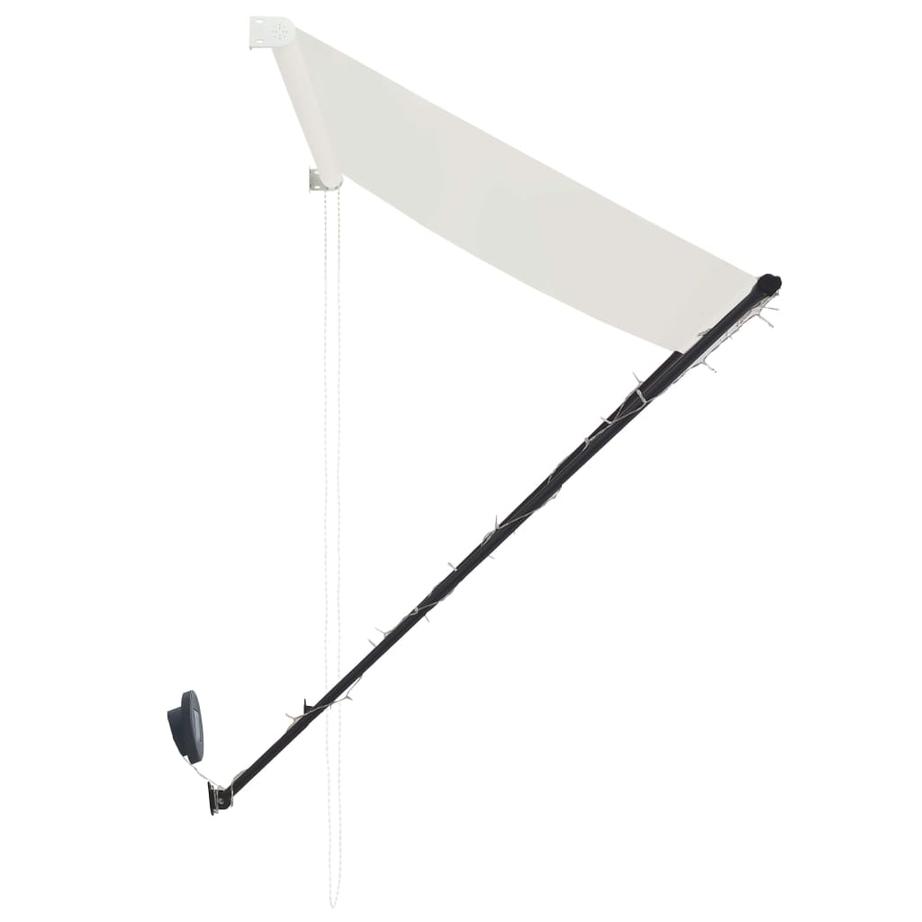 feltekerhető krémszínű napellenző LED-del 350 x 150 cm