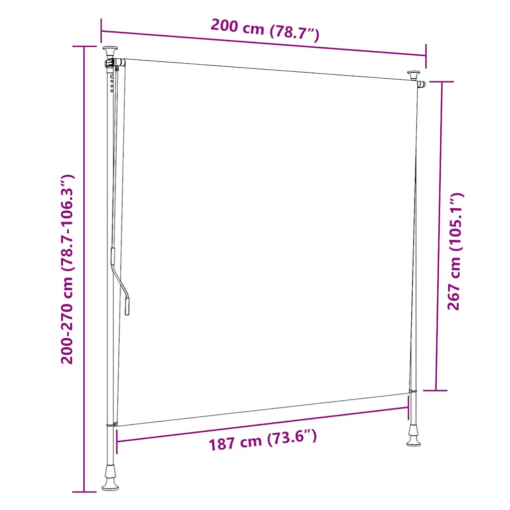 antracitszürke kültéri sötétítő roló 200 x 270 cm