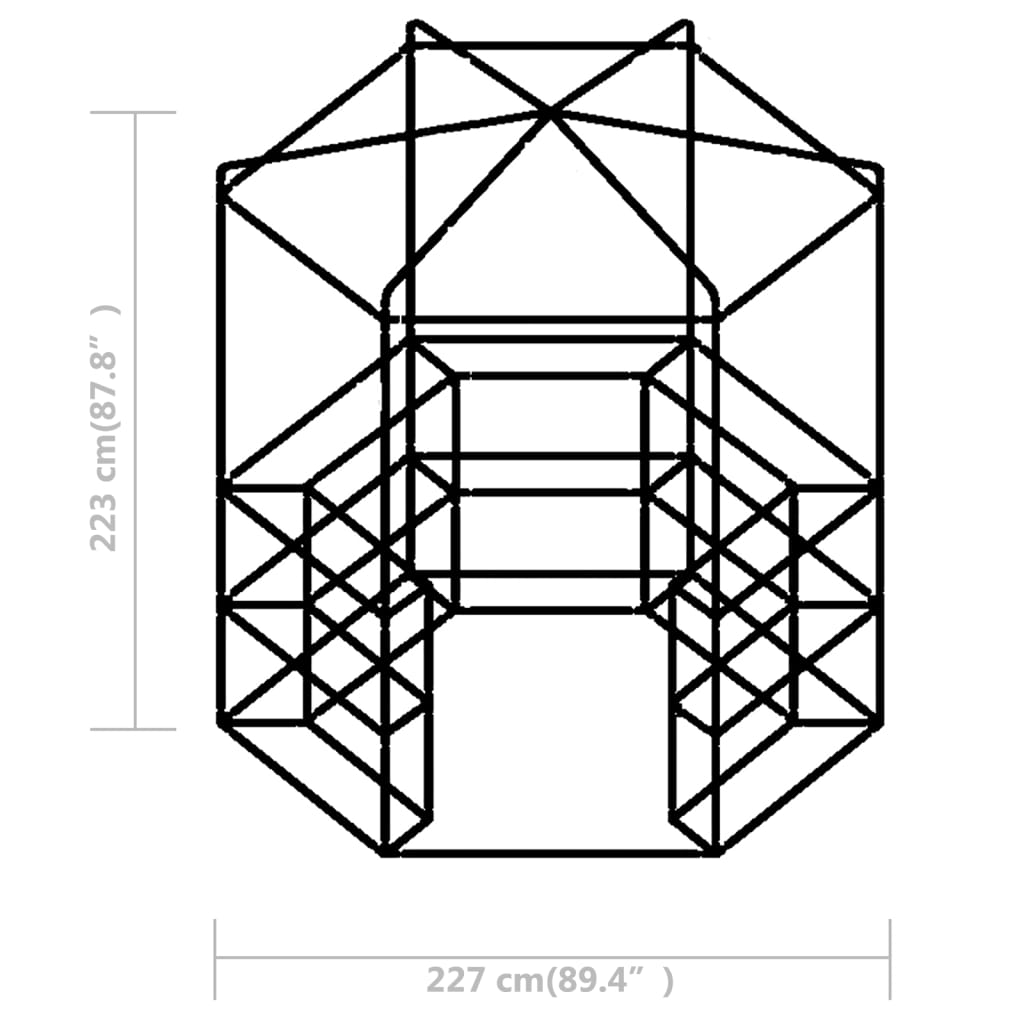 acél melegház polcokkal 227 x 223 cm