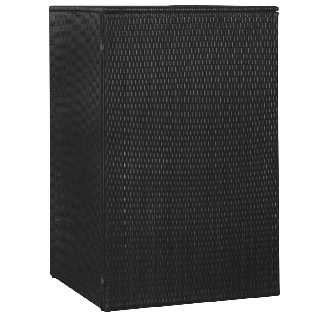 fekete polyrattan gurítható kukatároló 1 db kukához 76x78x120cm