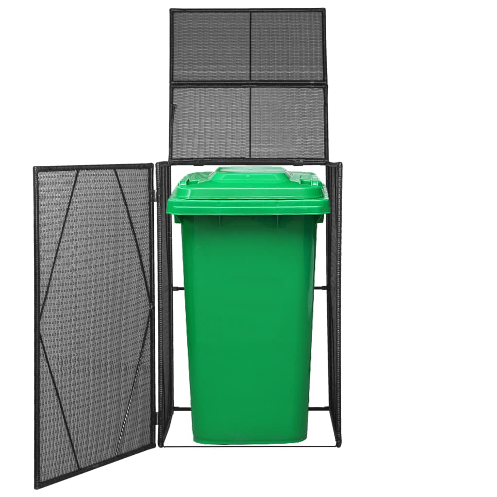 fekete polyrattan gurítható kukatároló 1 db kukához 76x78x120cm