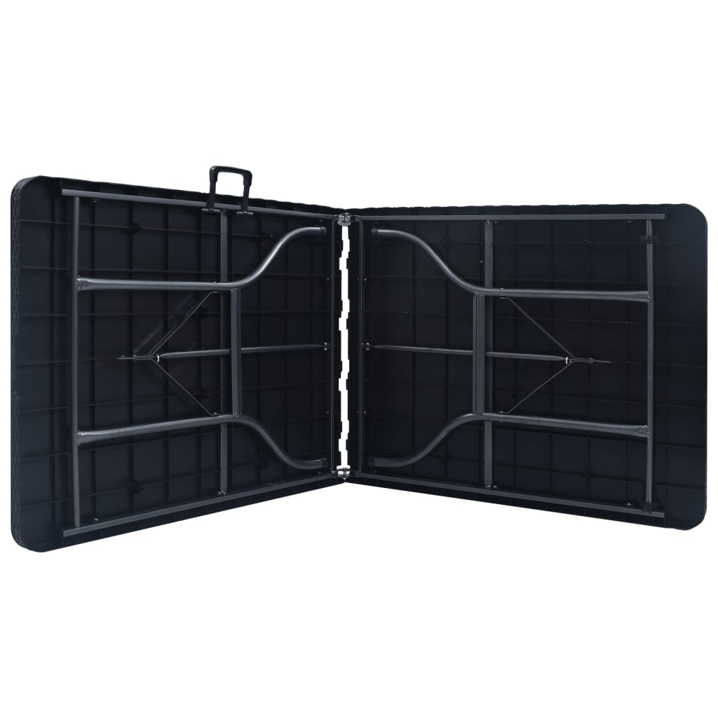 fekete HDPE rattan szerű összecsukható kerti asztal 180x75x72cm