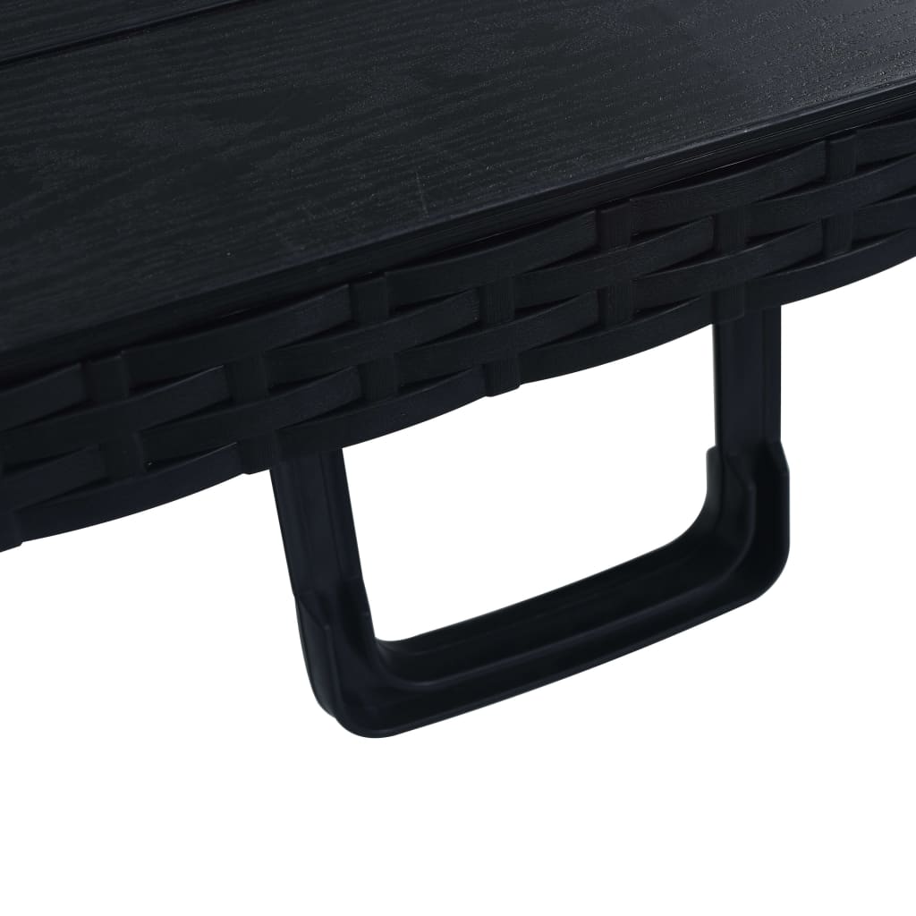 fekete HDPE rattan szerű összecsukható kerti asztal 180x75x72cm