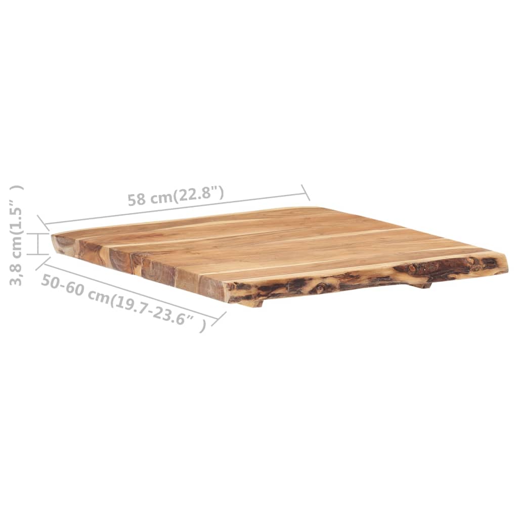 tömör akácfa asztallap 58 x (50-60) x 3,8 cm