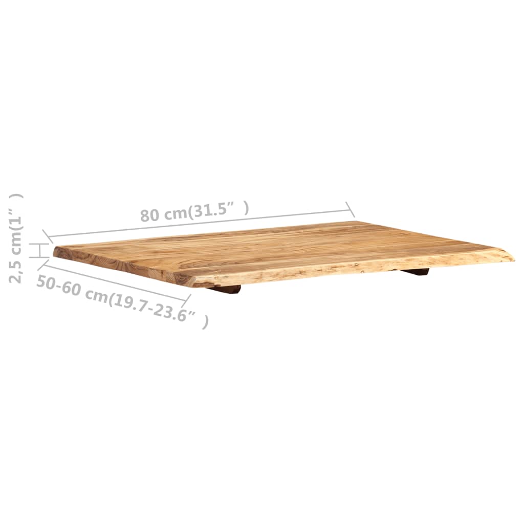tömör akácfa asztallap 80 x (50-60) x 2,5 cm