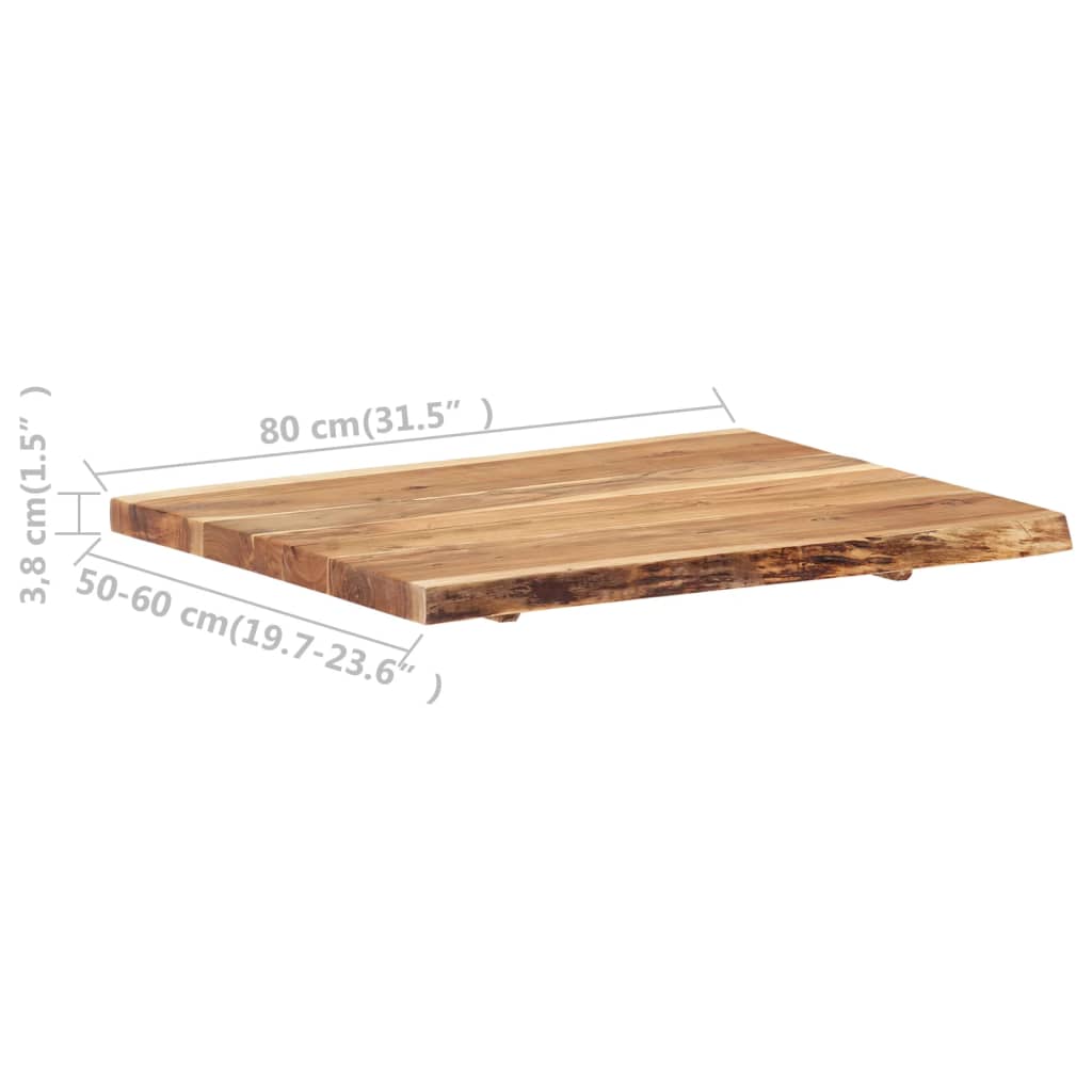 tömör akácfa asztallap 80 x (50-60) x 3,8 cm