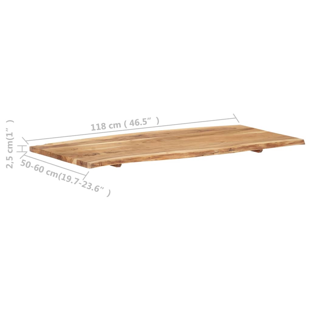 tömör akácfa asztallap 118 x (50-60) x 2,5 cm
