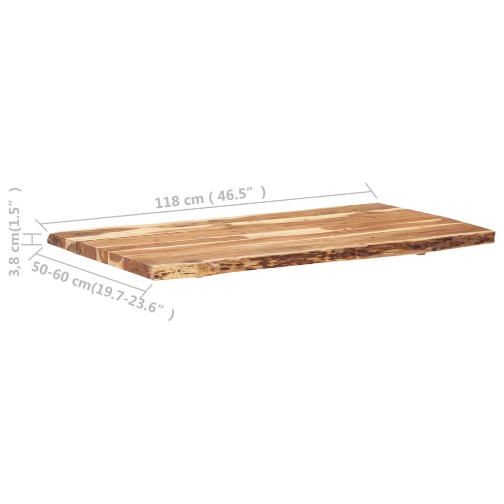tömör akácfa asztallap 118 x (50-60) x 3,8 cm