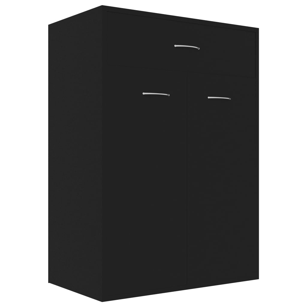fekete szerelt fa cipősszekrény 60 x 35 x 84 cm