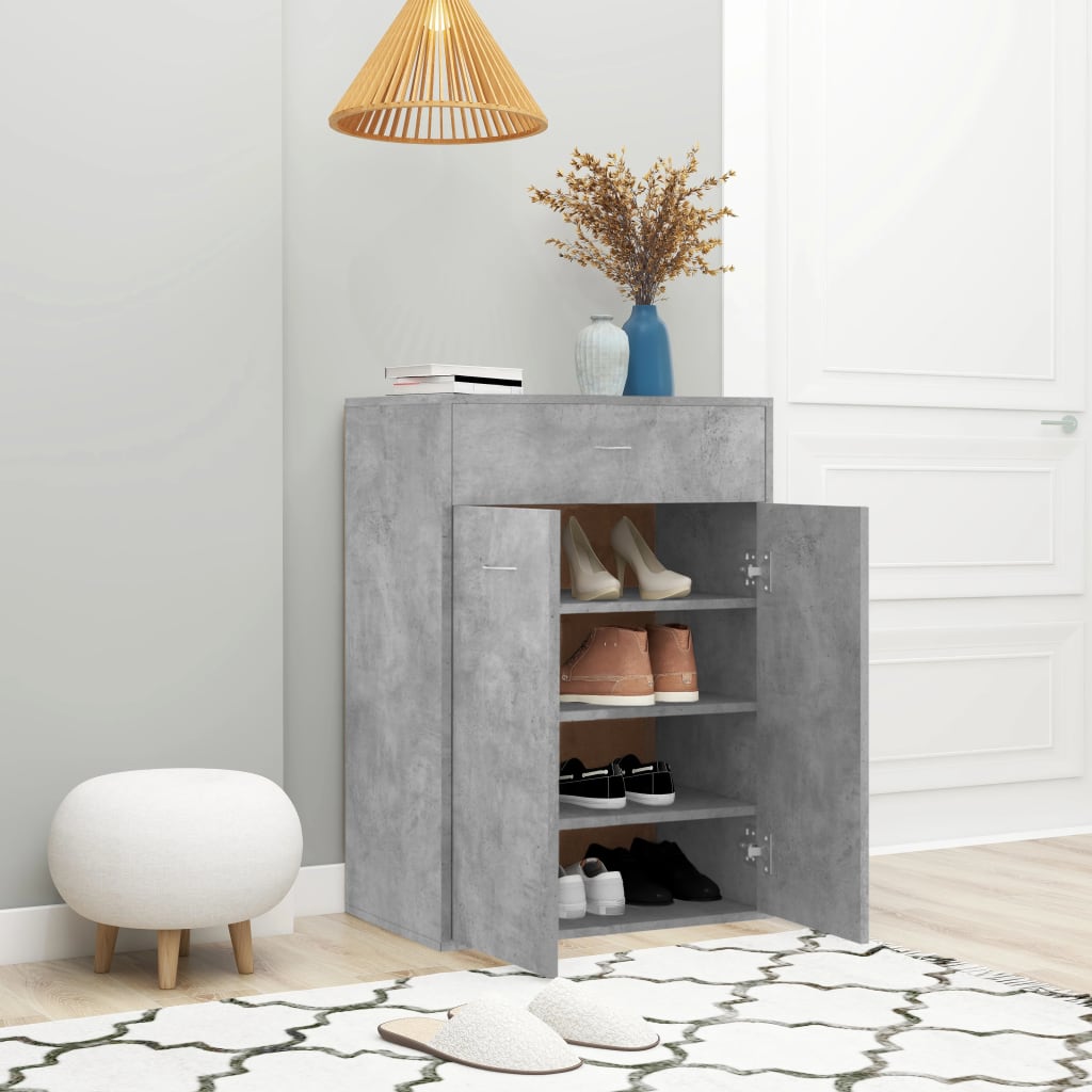 betonszürke szerelt fa cipősszekrény 60 x 35 x 84 cm