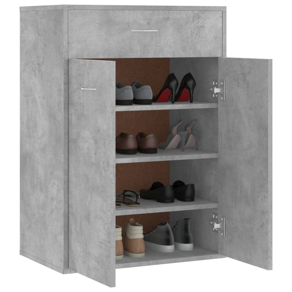 betonszürke szerelt fa cipősszekrény 60 x 35 x 84 cm