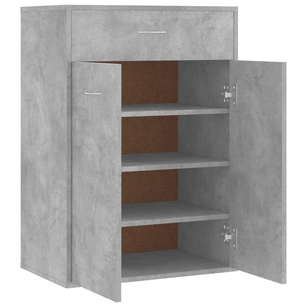 betonszürke szerelt fa cipősszekrény 60 x 35 x 84 cm