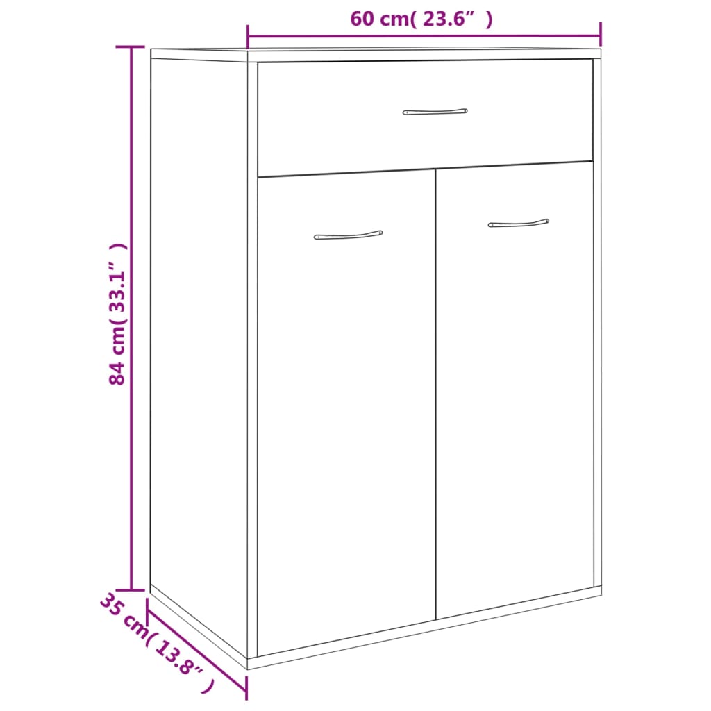betonszürke szerelt fa cipősszekrény 60 x 35 x 84 cm