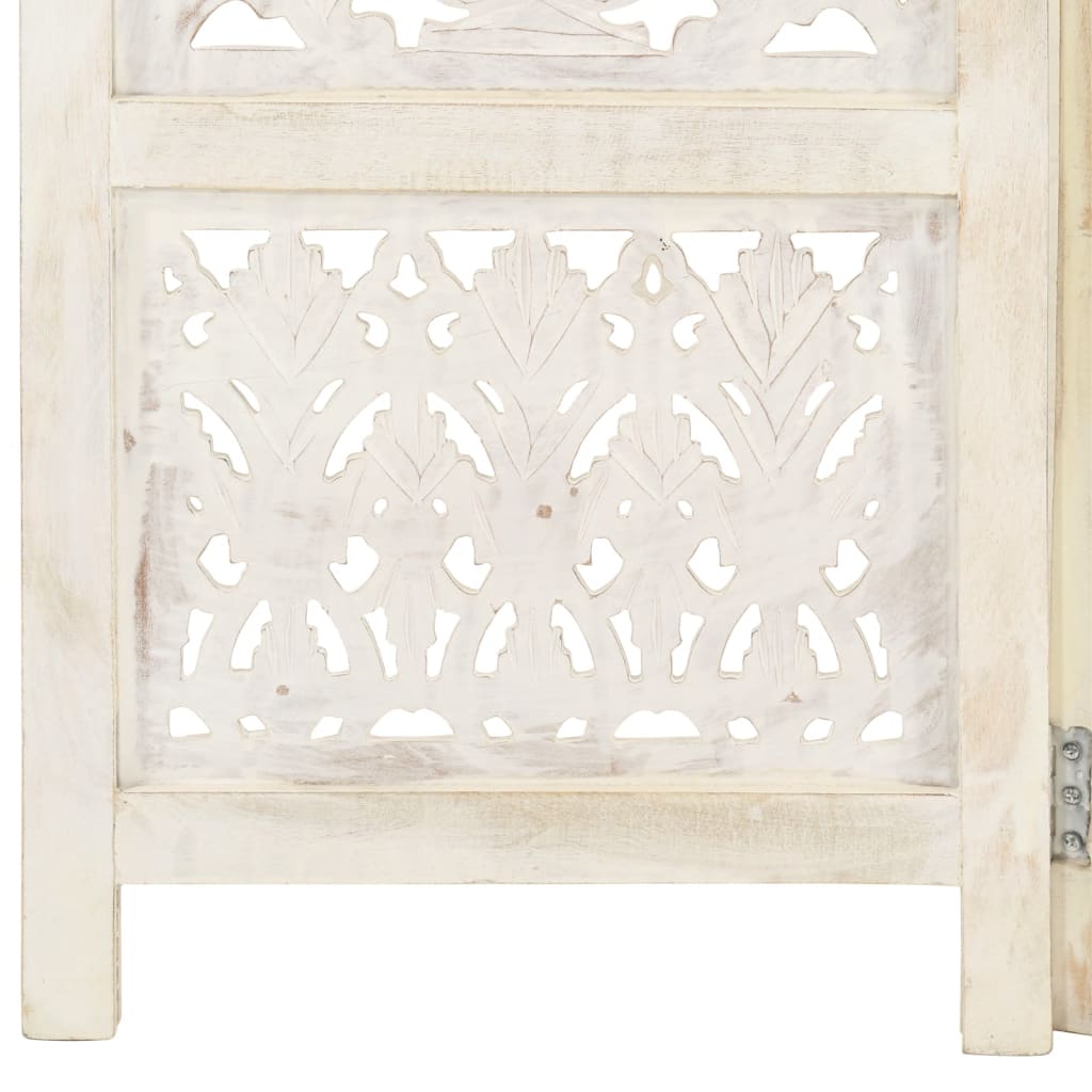 3-paneles fehér mangófa kézzel faragott térelválasztó 120x165cm