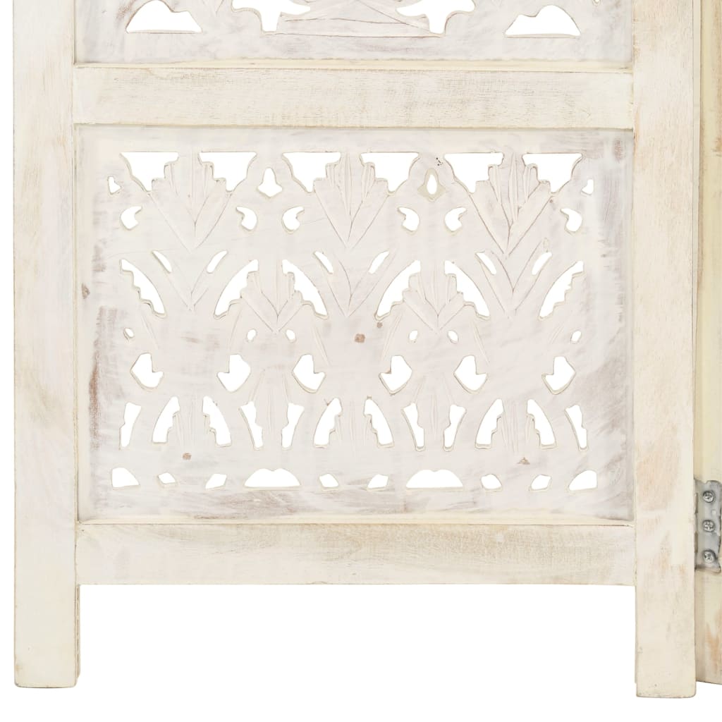 5-paneles fehér mangófa kézzel faragott térelválasztó 200x165cm