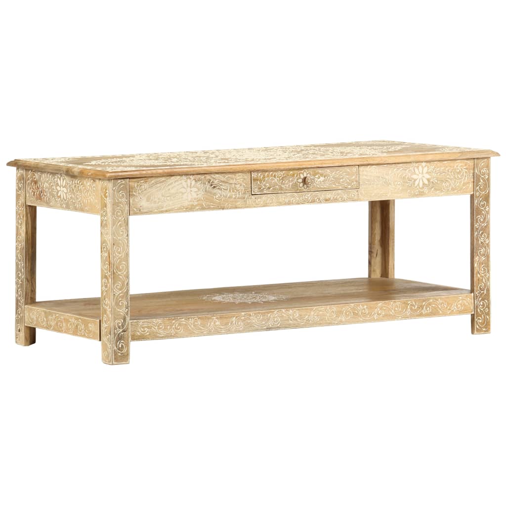 kézzel festett tömör mangófa dohányzóasztal 110 x 50 x 45 cm