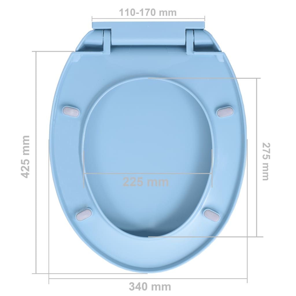kék ovális gyorsan szerelhető WC-ülőke lassan csukódó fedéllel