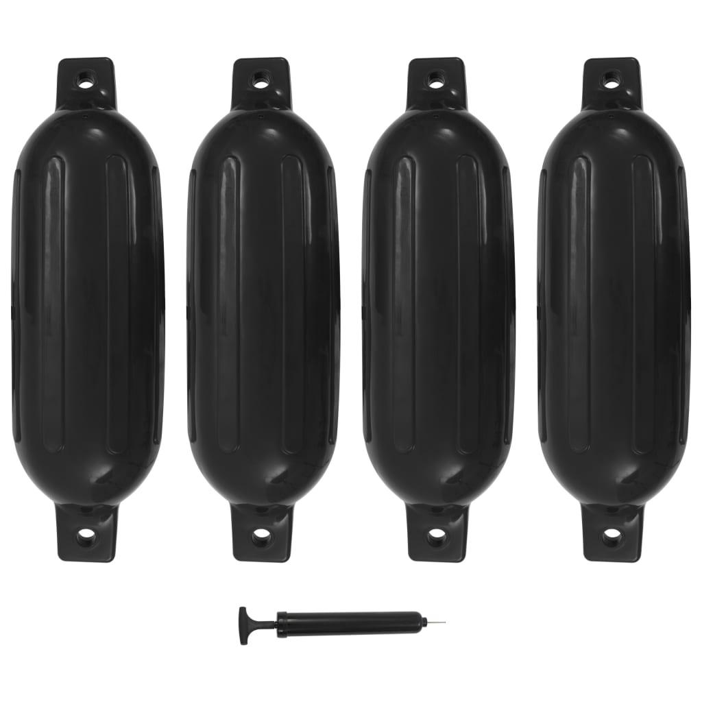 4 darab fekete PVC csónak lökhárító 58,5 x 16,5 cm