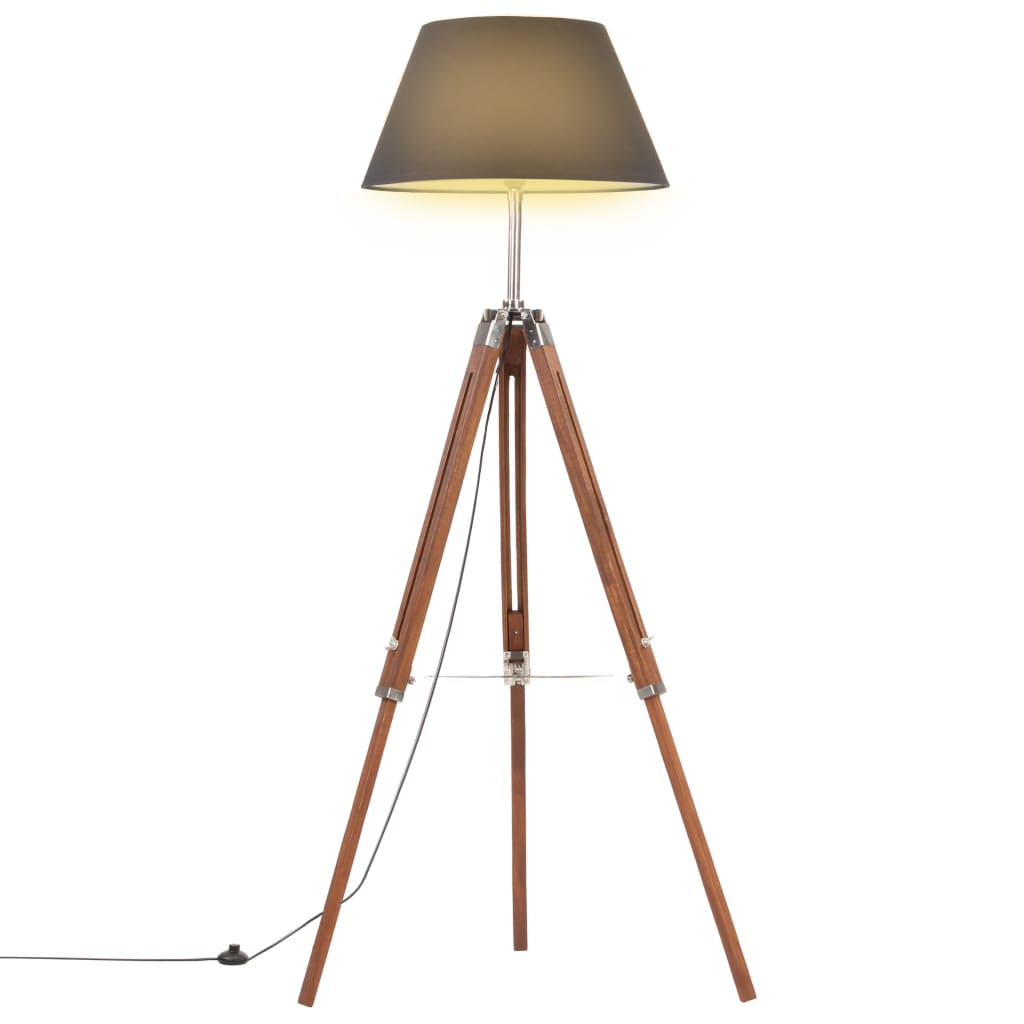 mézbarna-fekete háromlábú tömör tíkfa állólámpa 141 cm