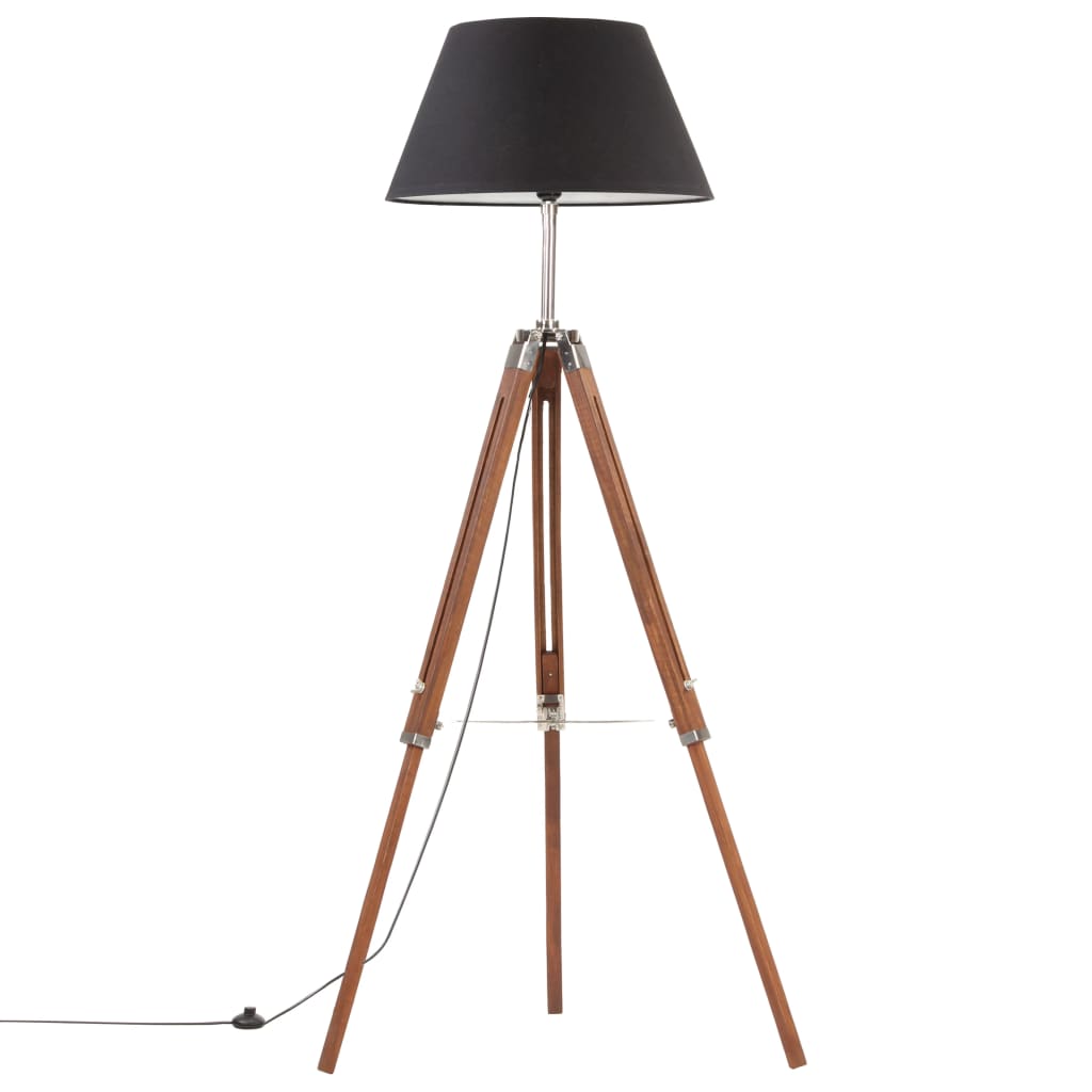 mézbarna-fekete háromlábú tömör tíkfa állólámpa 141 cm