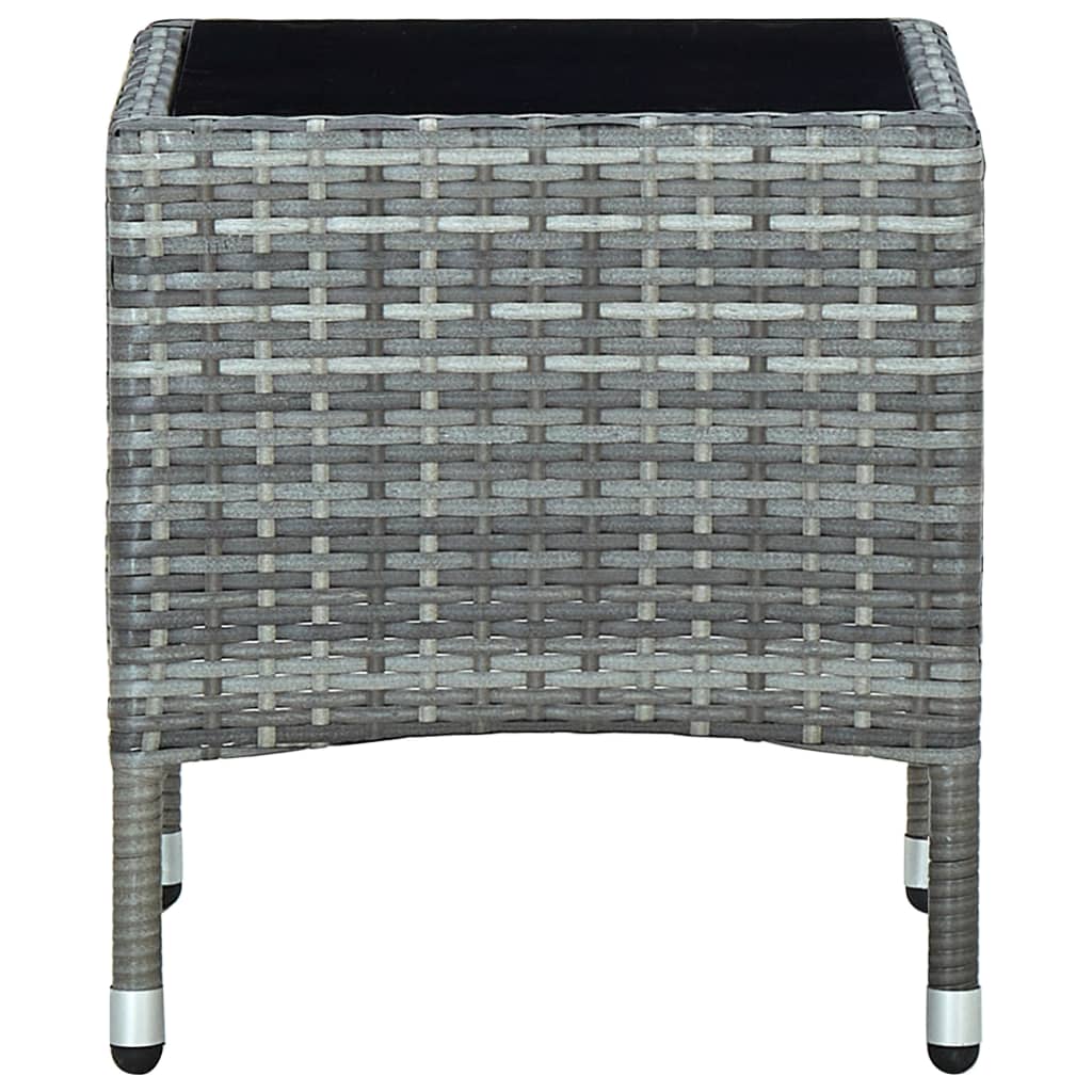 szürke polyrattan kerti asztal 40 x 40 x 45 cm