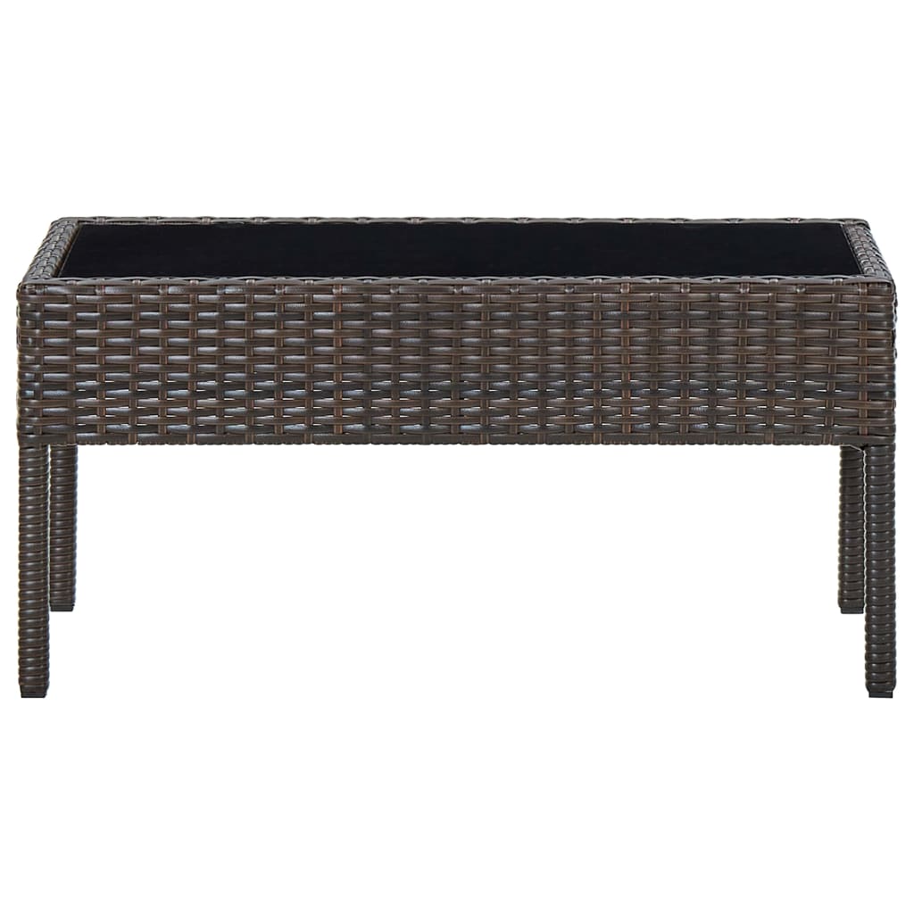 barna polyrattan kerti asztal 75 x 40 x 37 cm
