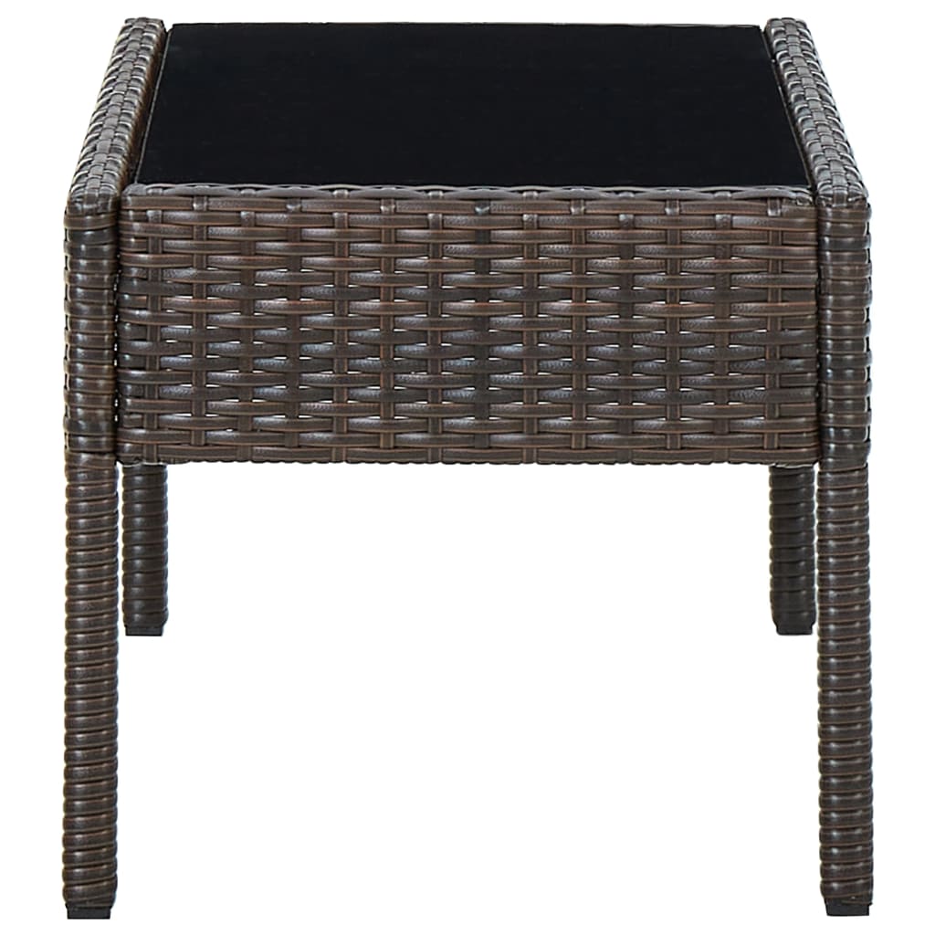 barna polyrattan kerti asztal 75 x 40 x 37 cm