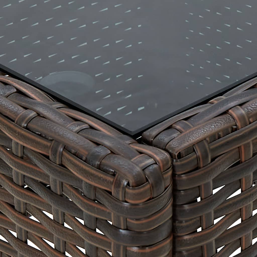 barna polyrattan kerti asztal 75 x 40 x 37 cm