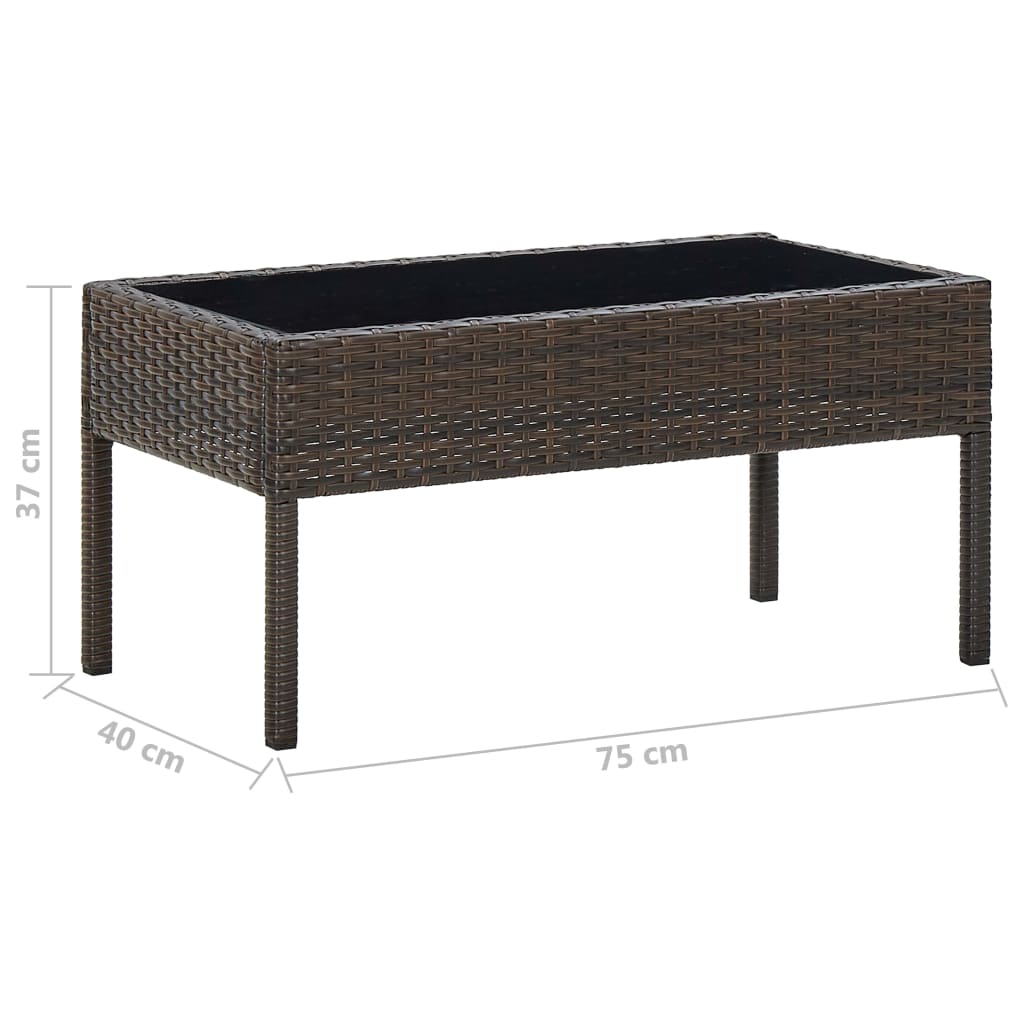 barna polyrattan kerti asztal 75 x 40 x 37 cm