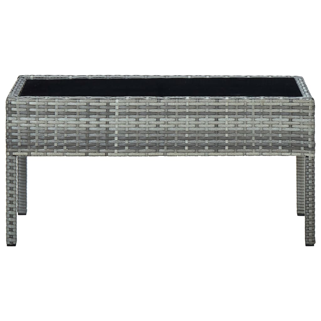 szürke polyrattan kerti asztal 75 x 40 x 37 cm