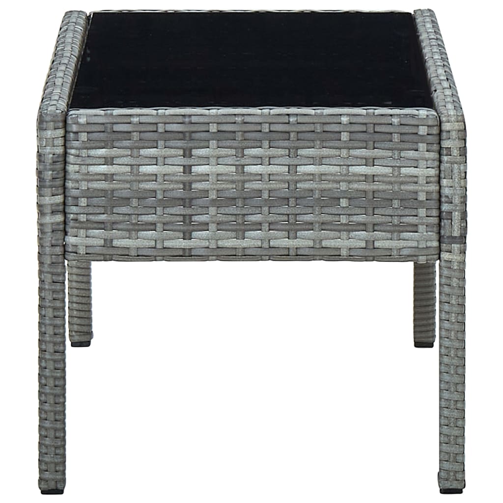 szürke polyrattan kerti asztal 75 x 40 x 37 cm