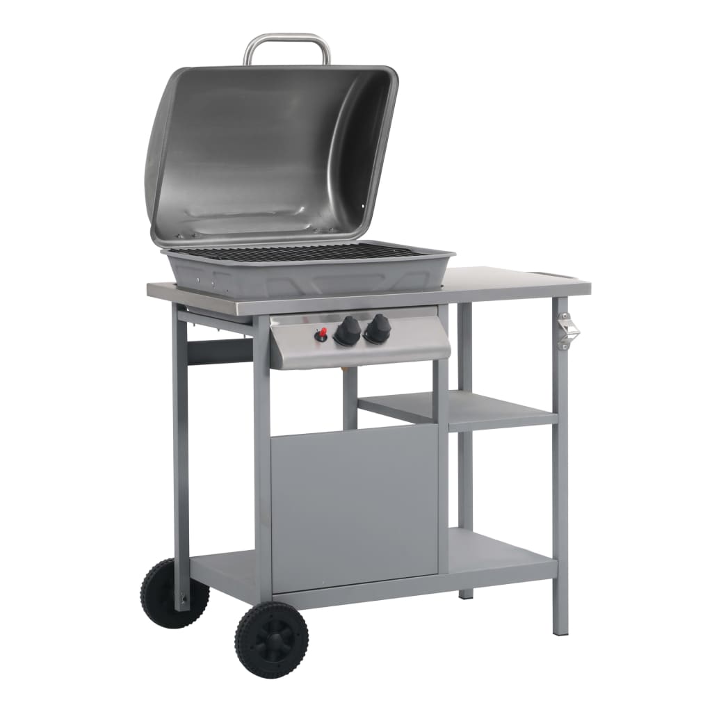 ezüst gáz grillező 3 szintes kisasztallal
