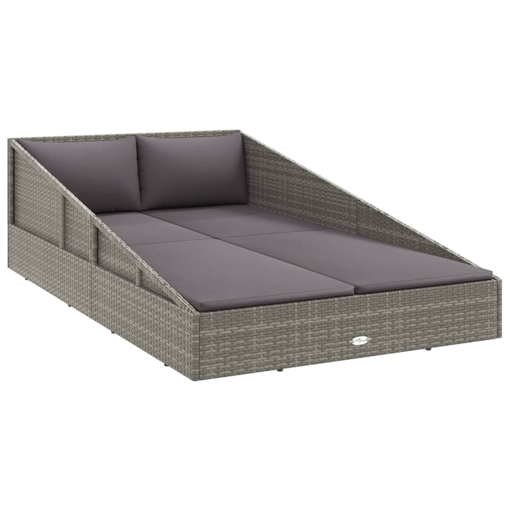 szürke polyrattan kerti ágy 110x200 cm