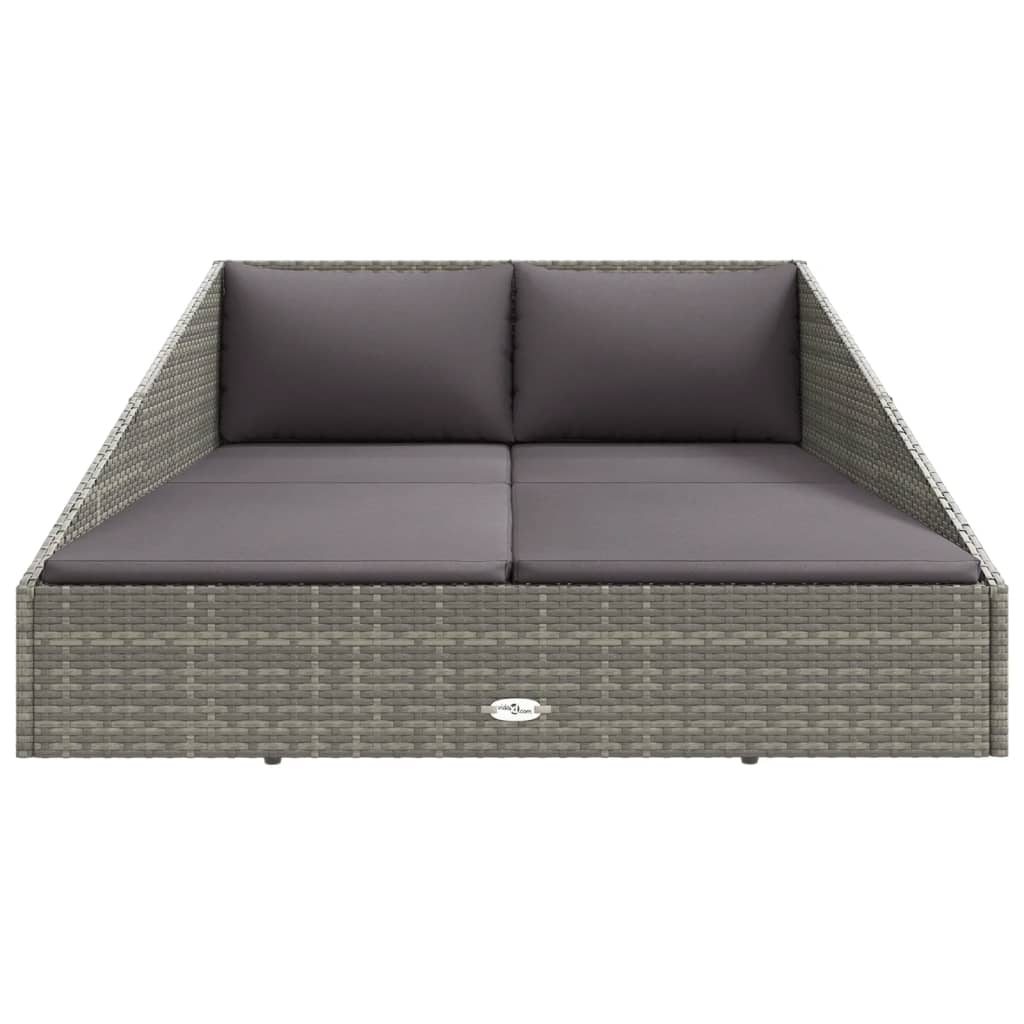szürke polyrattan kerti ágy 110x200 cm